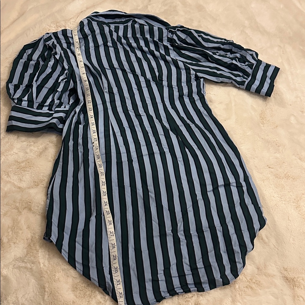 Zara Blue and Green Striped Shirt dress, size m - Picture 8 of 11